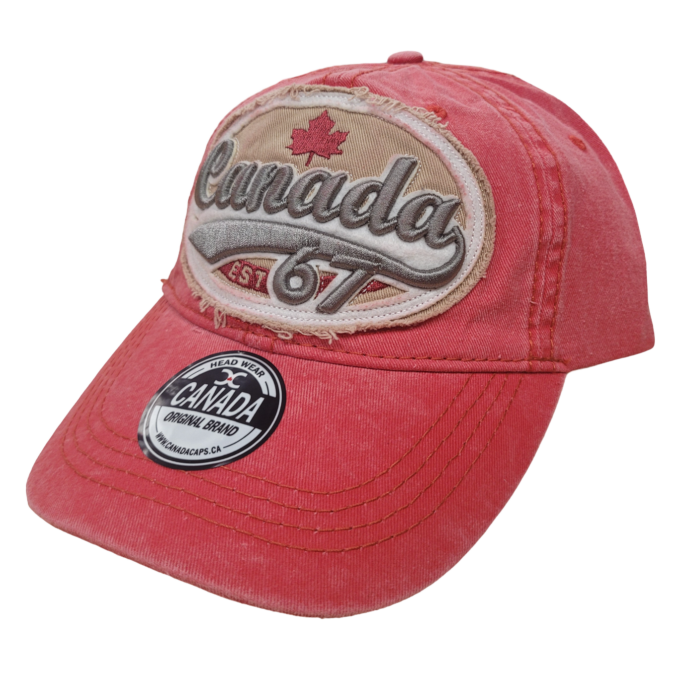 Canada Baseball Hats - Washed Large Patch Embroidery