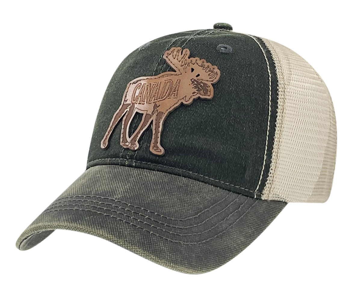 Canada Leather Patch Meshback Hats - Moose & Bear