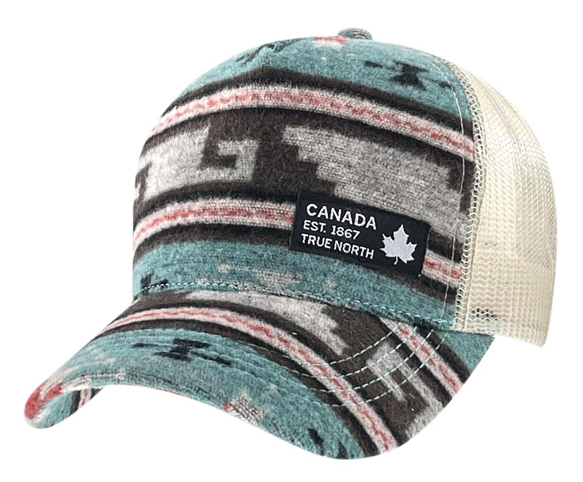 Canada Meshback Hat with Native/Navajo Fabric Design and Canada Patch