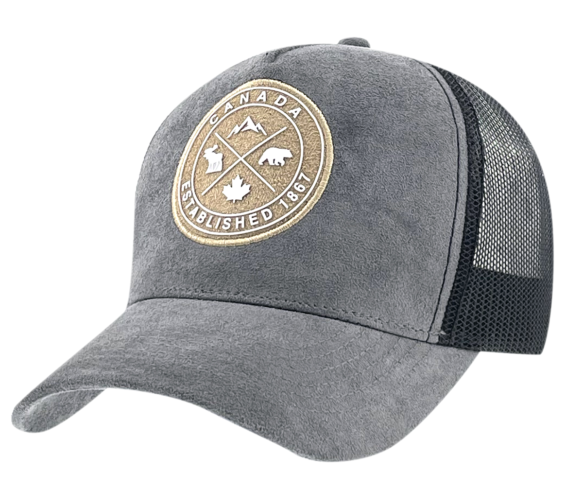 Canada Meshback Hat with Velvet Fabric with Circle 3D Patch