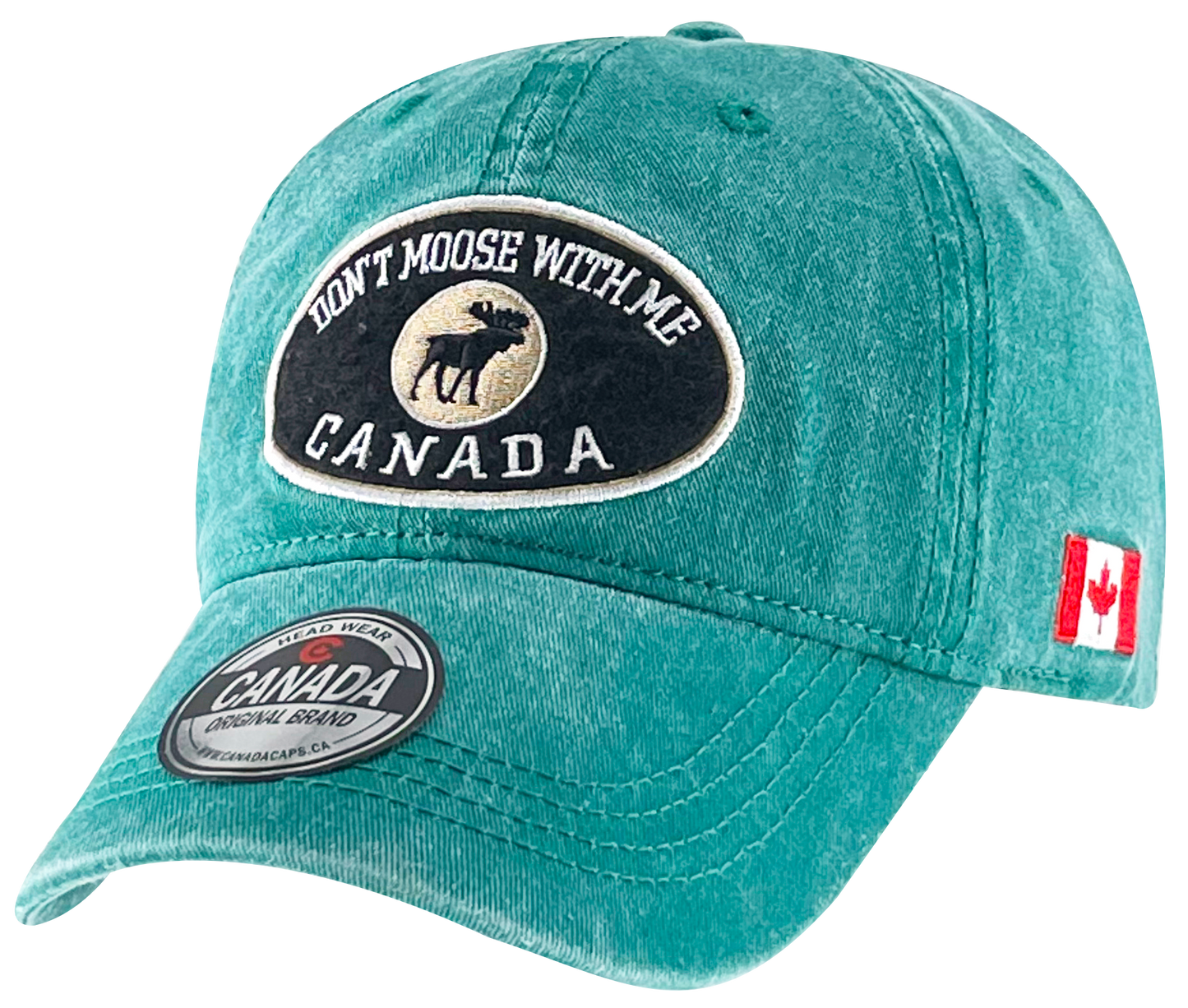 Canada Washed Cotton Hat with MOOSE Patch and Canada Flag on side