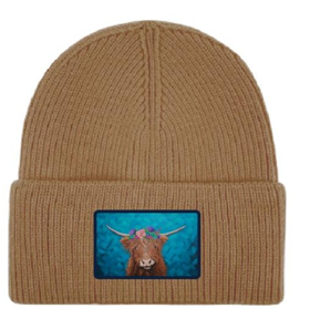 Licensed Premium Ribbed Toques - Highland Cow with Flower Crown