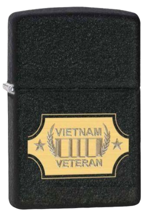 Zippo Lighter Vietnam Veteran, Black Crackle Finish (28875)