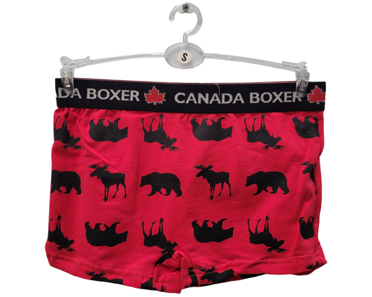 Ladies Canada Boxer Short Moose & Bear Silhouette