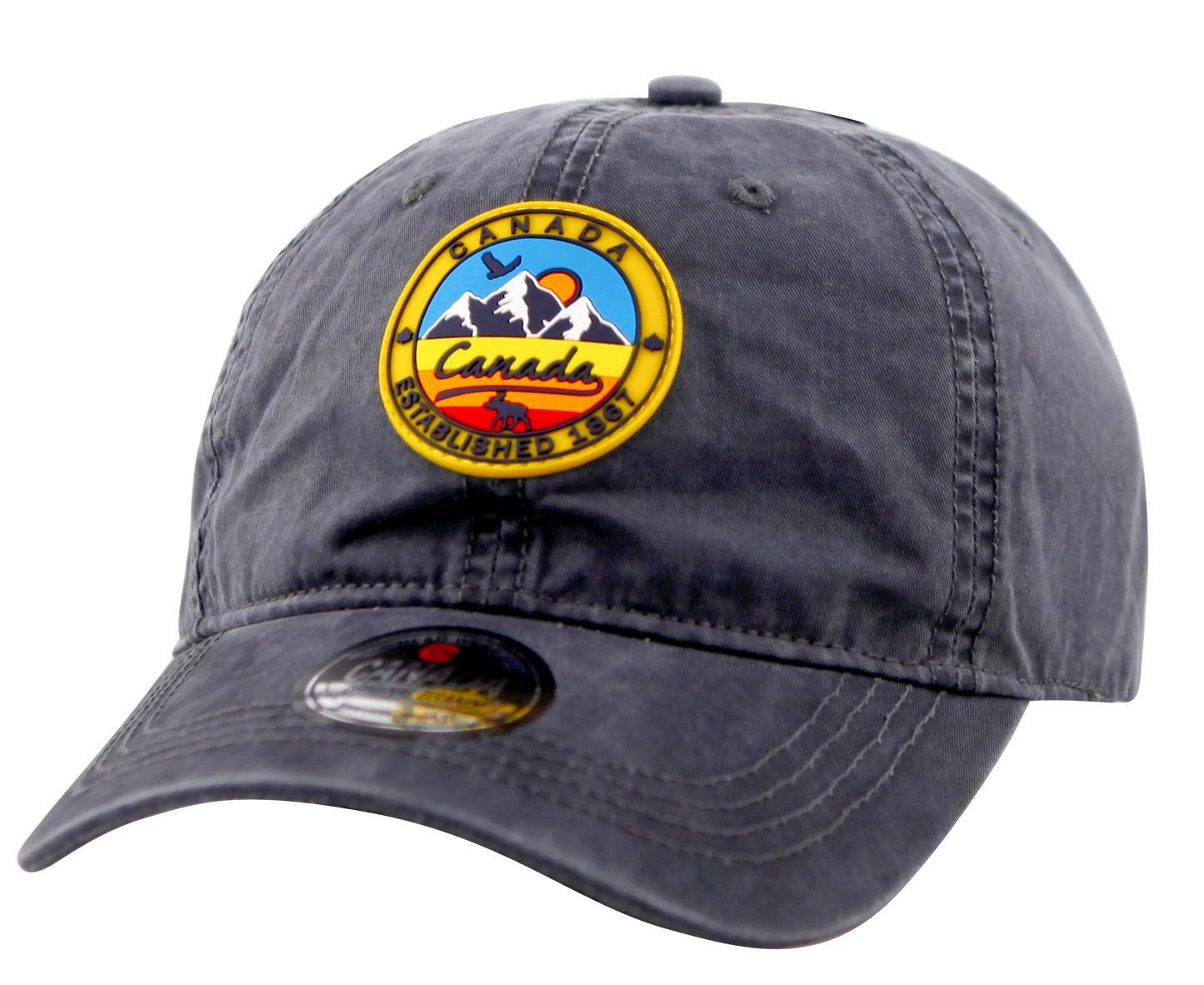 Canada Baseball Hat - Cotton with Enzyme Wash with Rubber Patch