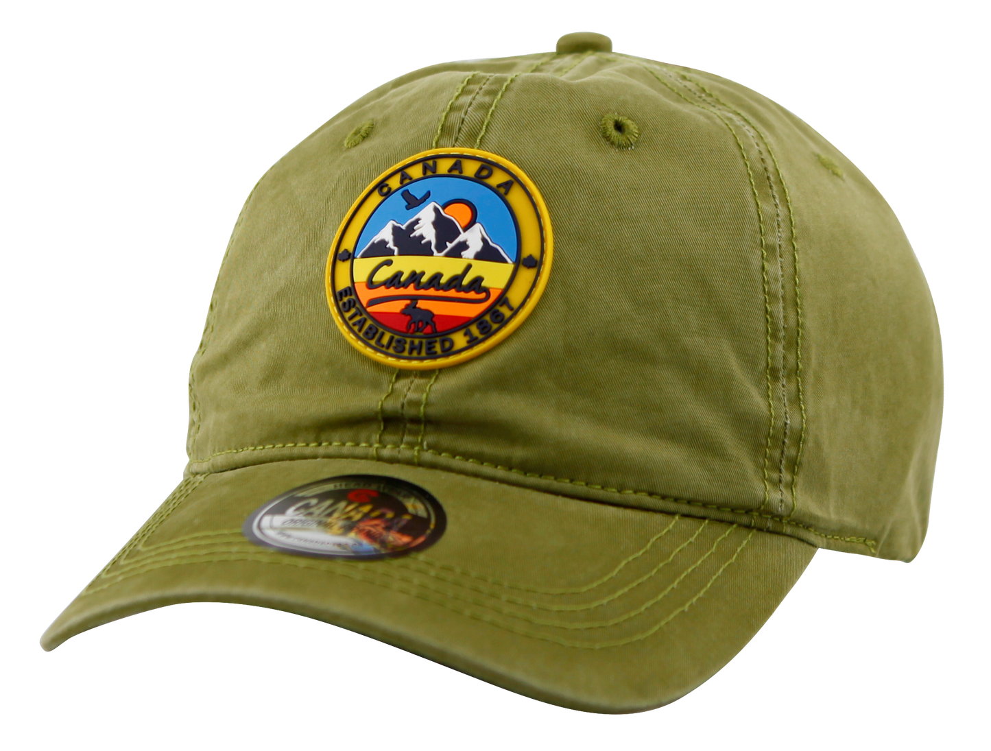 Canada Baseball Hat - Cotton with Enzyme Wash with Rubber Patch