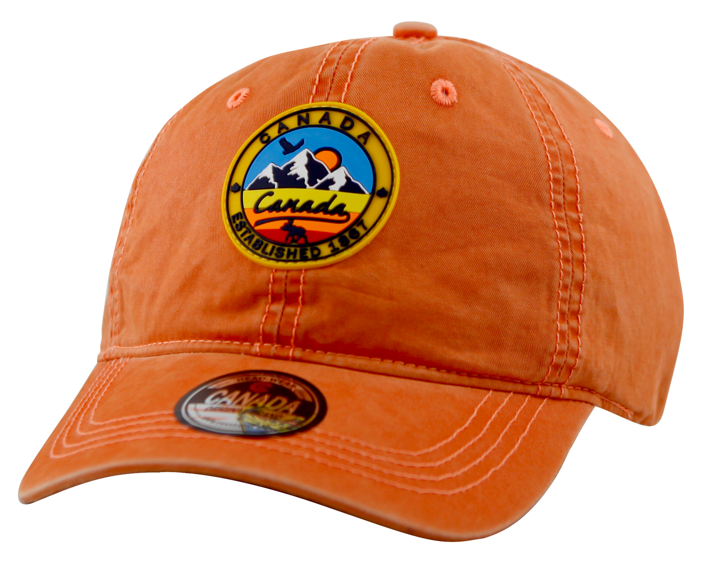 Canada Baseball Hat - Cotton with Enzyme Wash with Rubber Patch