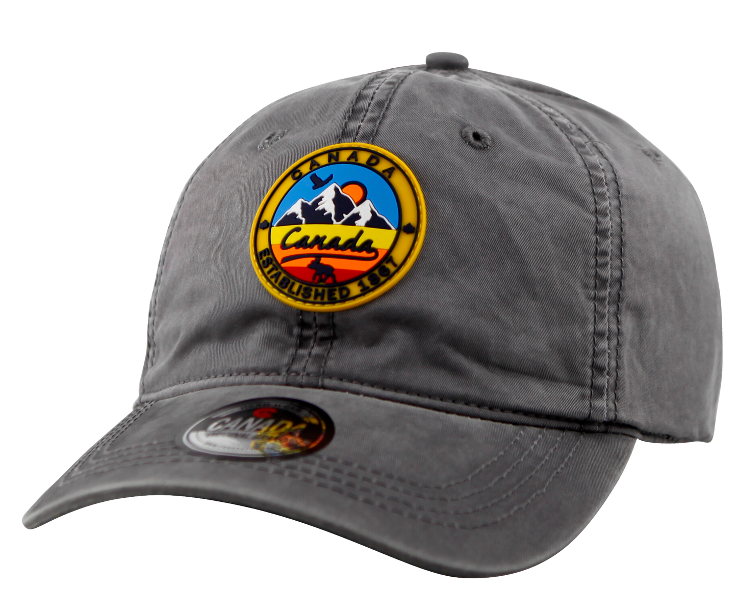 Canada Baseball Hat - Cotton with Enzyme Wash with Rubber Patch