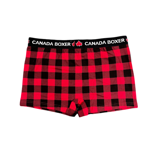 Ladies Canada Boxer Short Buffalo Plaid - Black/Red