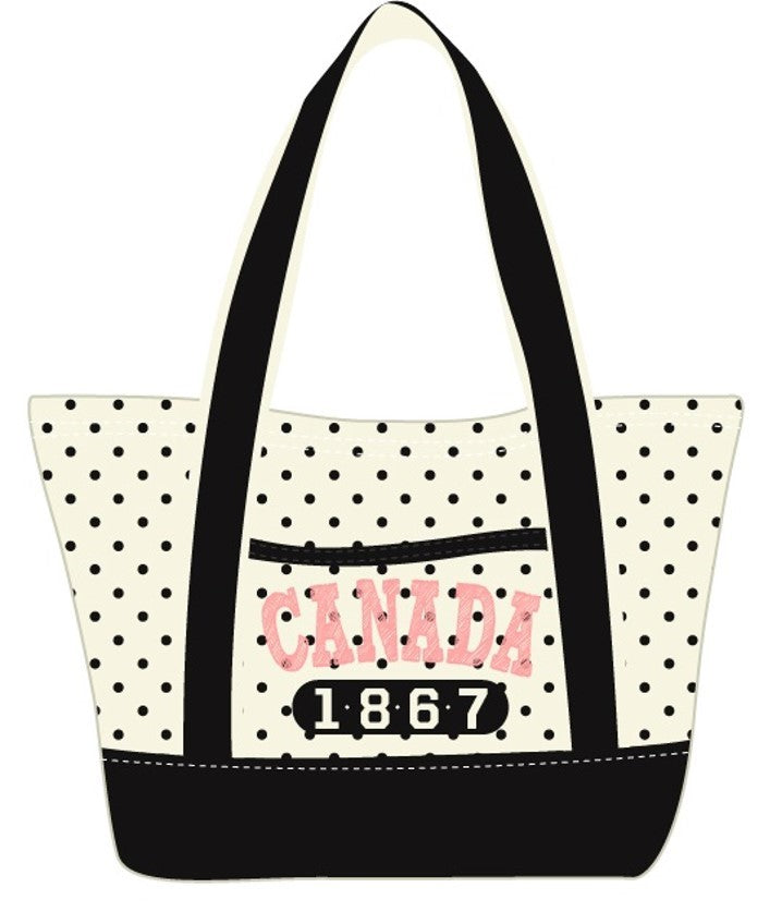 Canada Canvas Tote Bag - Fashion Polka-Dot and Chevron