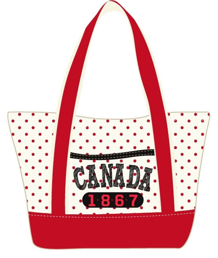Canada Canvas Tote Bag - Fashion Polka-Dot and Chevron