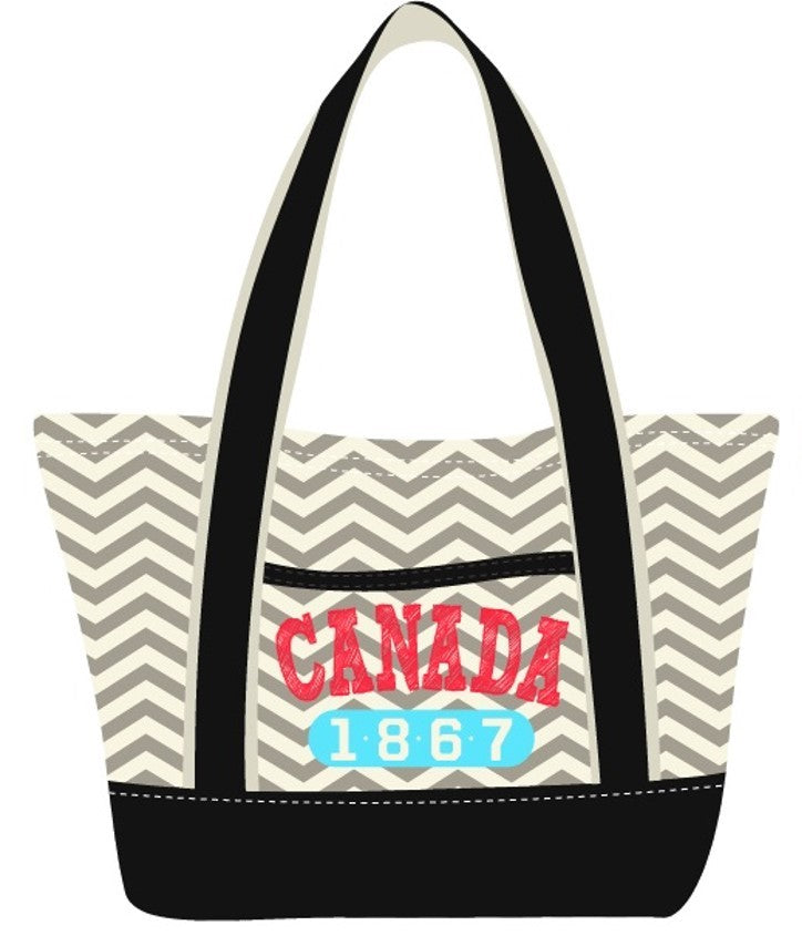 Canada Canvas Tote Bag - Fashion Polka-Dot and Chevron