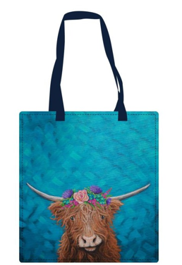 Licensed Canvas Tote Bag - ARW - Highland Cow with Flower Crown