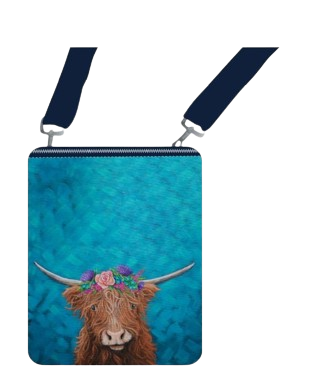Licensed Canvas Crossbody - ARW - Highland Cow with Flower Crown